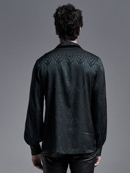 Green Gothic Jacquard Shirt Men's
