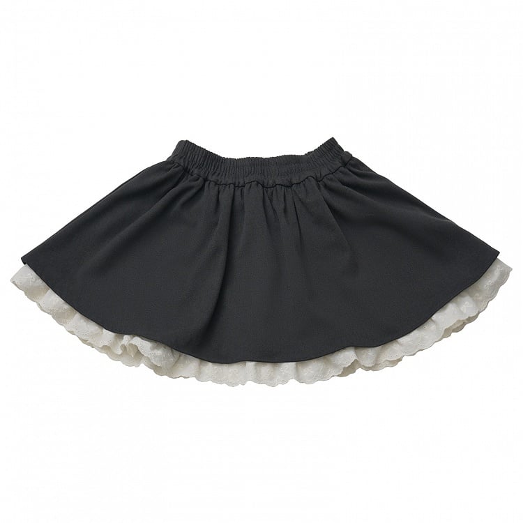Waistband Daily Comfort Elastic Lace - Grey Kawaii Trim with Skirt
