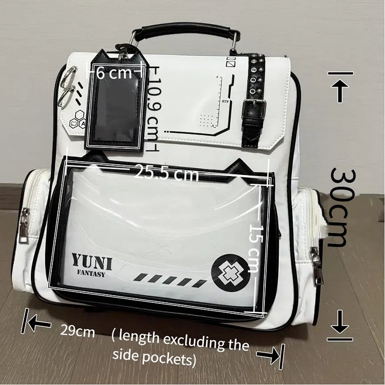 Kitty Backpack with Ita Charm Design PU Ear Card Holder Cute White