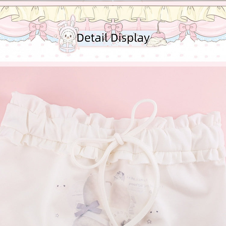 White Bunny Print Tube Top with Ruffle Trim - serendipity