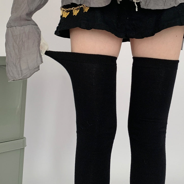 / Knee Gray Black Stockings JK Dark Over
