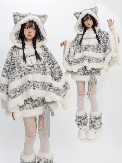 Bittersweet Print Gray Leopard Plush Leg Warmers