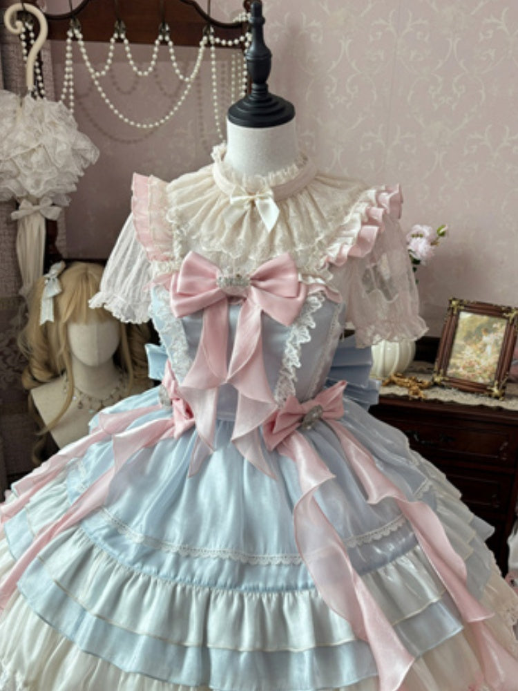 ロリータブラウス レーススリーブ ベージュ シースルーパフ