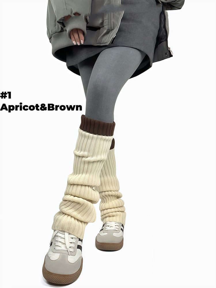 コントラストトリムニットレッグウォーマー