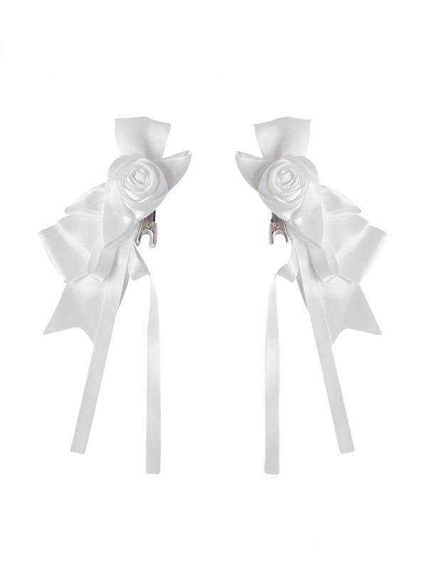 with Hairclips Gothic Ribbon Streamers Rose Black/Champagne/White