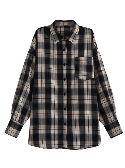 Button Plaid Blue Front Vintage Shirt Navy Placket