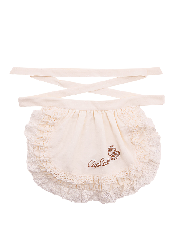 Tablier Cupcake rose / Broderie Lolita marron bleu