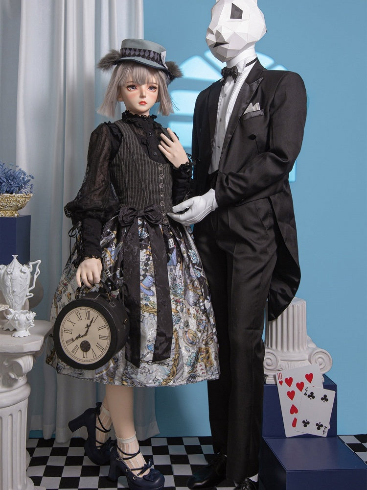 in Skirt Alice Sweet Wonderland Print Black Lolita Theme