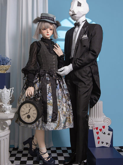 in Skirt Alice Sweet Wonderland Print Black Lolita Theme