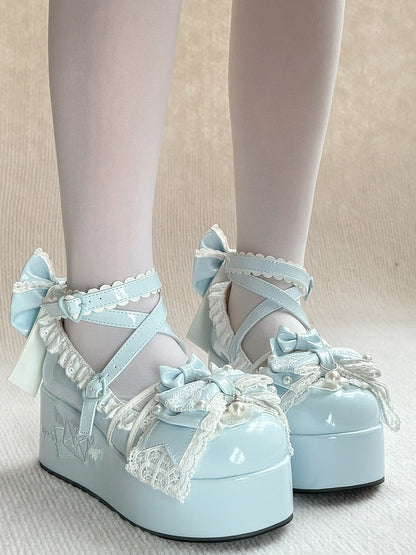 Blue Janes Platform Details Lolita Mary PU - Bead Sweet