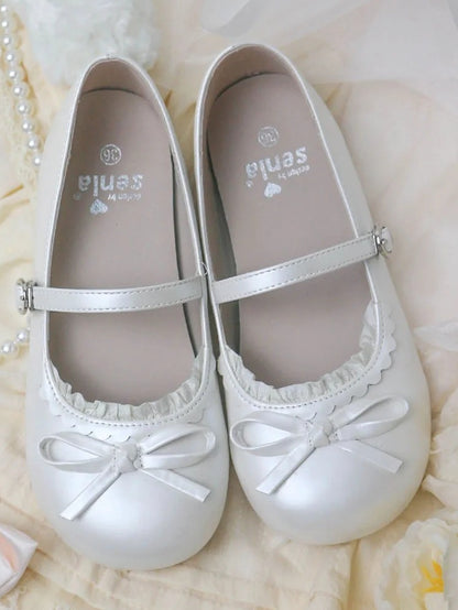 Toe Flat White Shoes Mary in Round Jane Sweet - Lolita