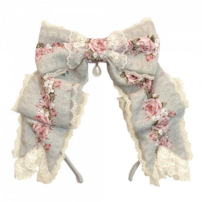 花柄プリント ピンク/グリーン リボン KC