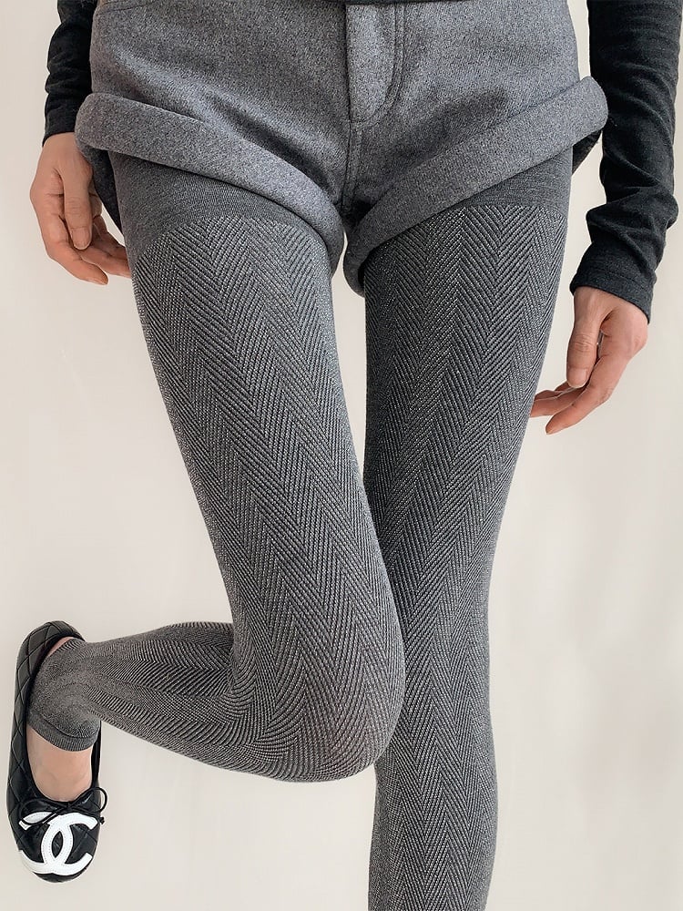 (4 Glitter Colors) Herringbone Tights Stirrup