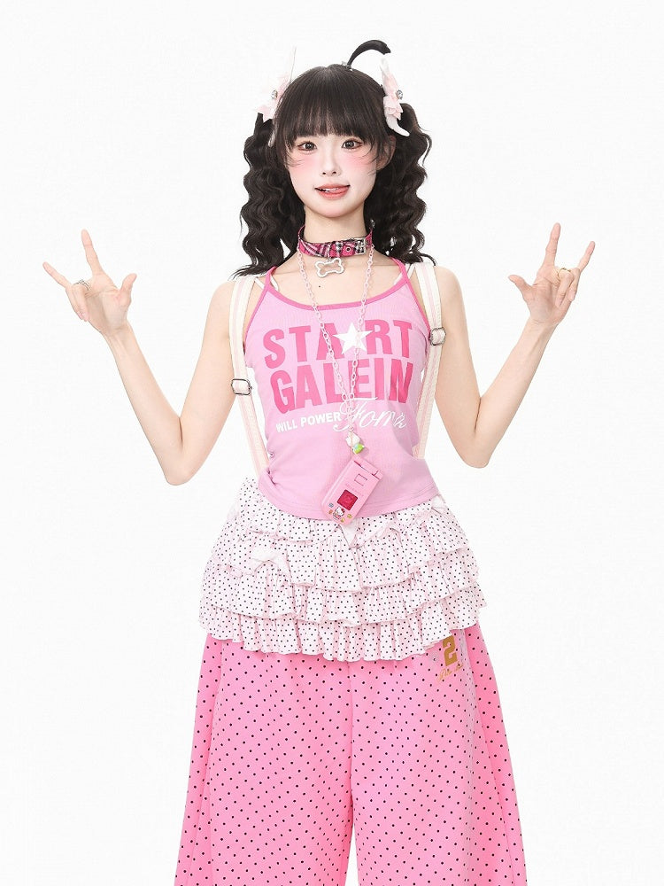 Pink Letter Print Tank Top - Languid Park