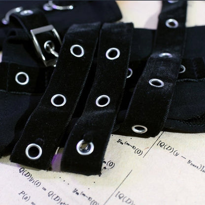 Black Details Cyberpunk Gloves Buckle