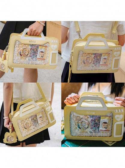 4 Colors Camera Theme Kawaii Fashion Transparent Window Ita Bag - mowap