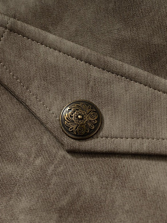 Khaki Faux Leather Shorts with Lace Trimmed Hems - NO ROMANCE