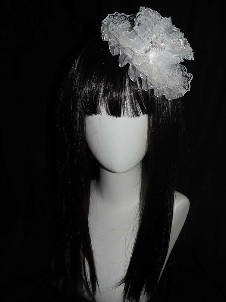 クロスホワイトレースミニハット装飾トリム