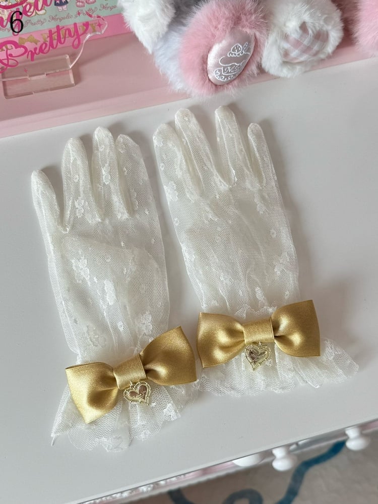 Krone/Herz Schleife Spitzenhandschuhe Optionen Charm 16