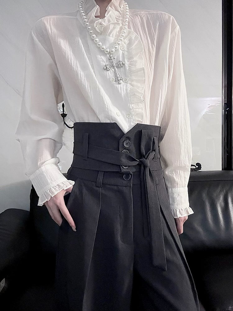 Corset Elegant Detachable Dark Gray with Pants Wide-leg