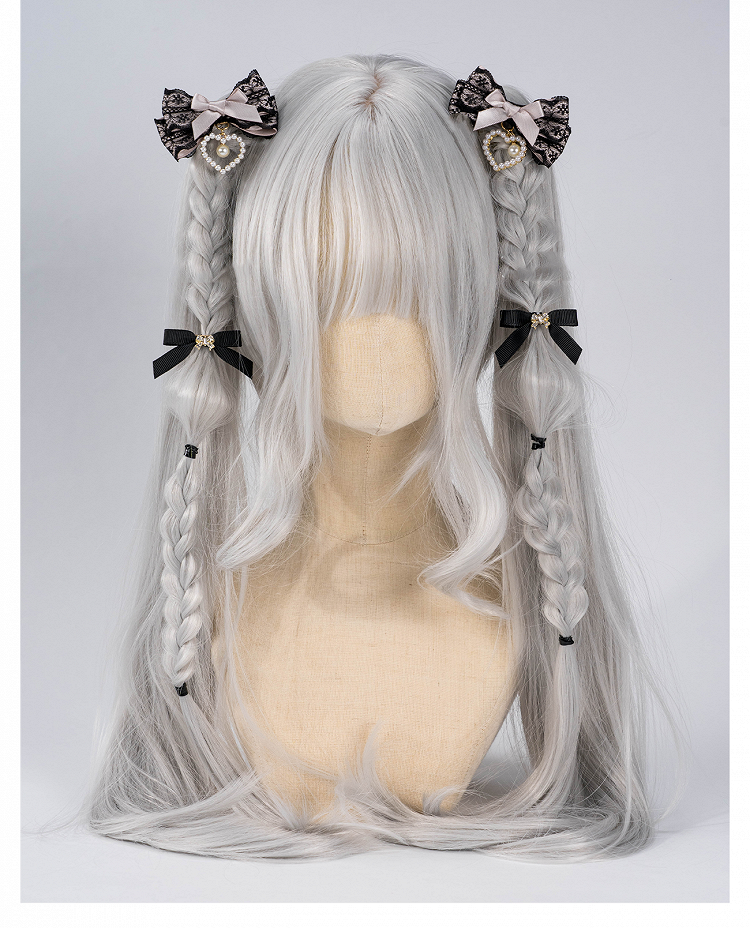 5色のビーズハートチャーム ジライケイ レースリボンヘアクリップ