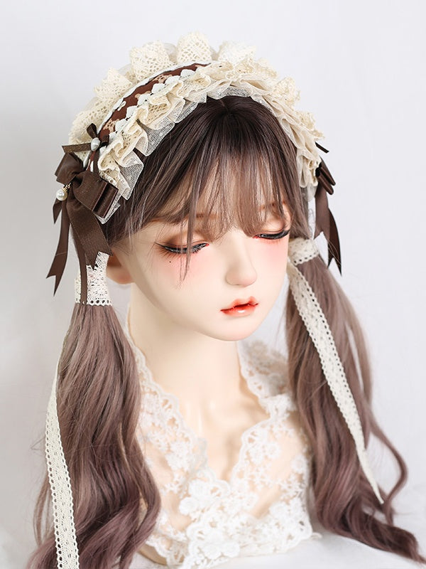 Lace Cute and Coffee Green Bowknot Pink Lolita Hairband Sweet /