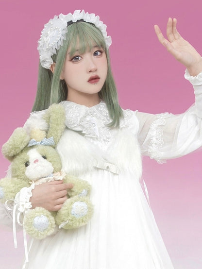 KCトリム 蝶結び ビーズディテール 装飾レース ホワイトハート