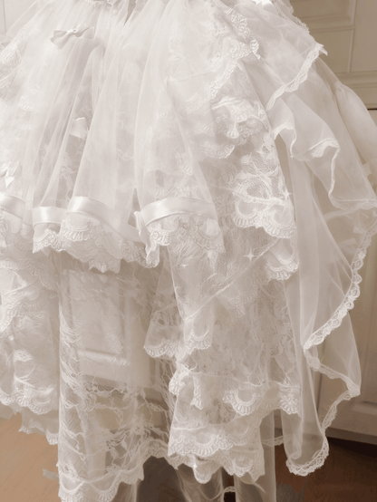 Lolita Lace Bowknot Shiro Train/Veil White