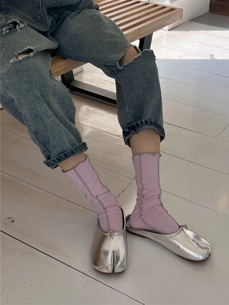 Toe-Separated Socks Pattern Stripe Colors Vertical Calf 7