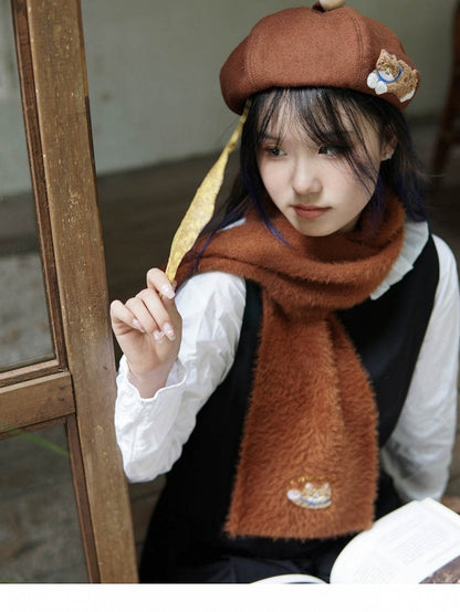 Dark Brown/Light Brown Cute Kitty Scarf