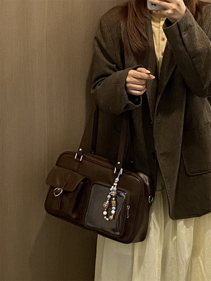 Bag Heart Brown with Decorated Ita Crossbody/Shoulder Buckle