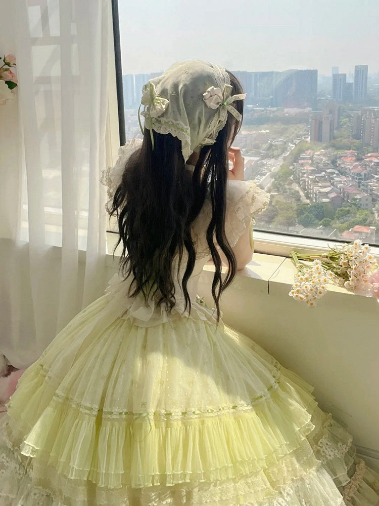 Stickerei Grün Dreieck Kleiner Schal Bowknot