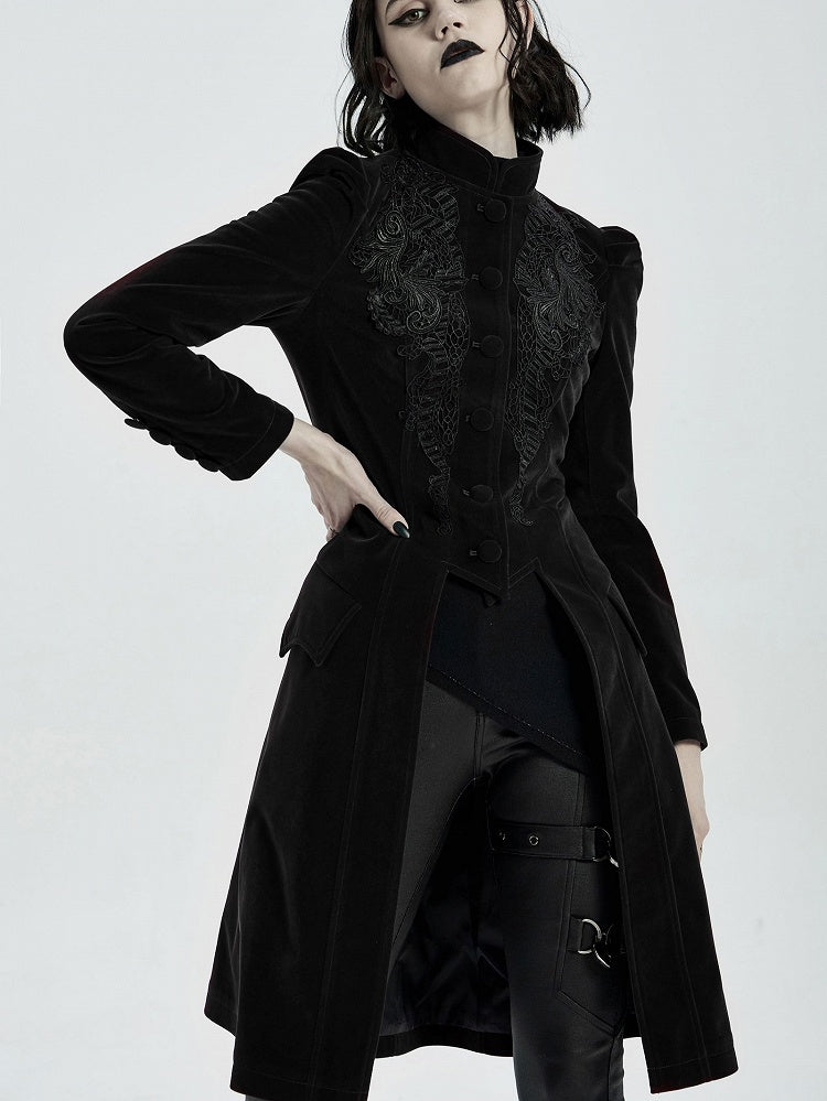 Length Mid Goth Coat Black