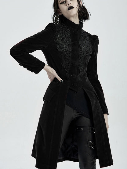 Length Mid Goth Coat Black