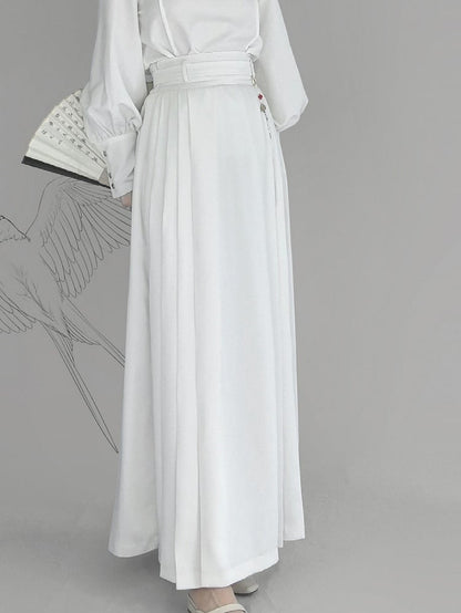 Detachable White Fringe Set Skirt - Elastic Style Partial Chain Belt Chinese Decor Waist