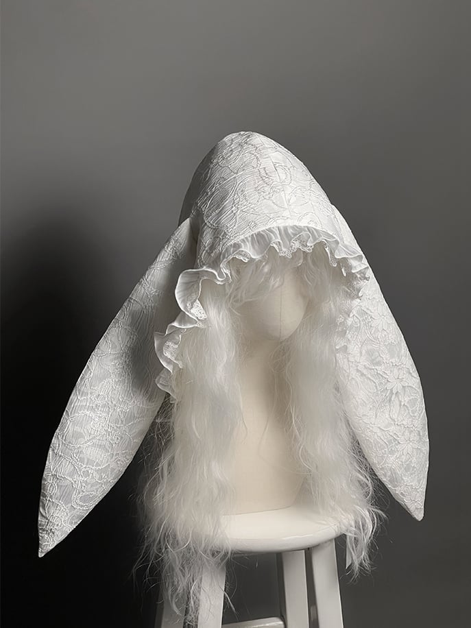 Oversized Black Bunny Red White / Hood Ears