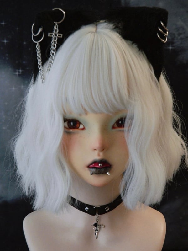 Kreuz verzierter Choker Gothic Anhänger Rosette Schwarz