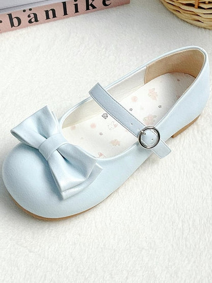 with Toe Blue Lolita Circular Shoes Light Delicate Round Bow Low-heel Buckle Sweet
