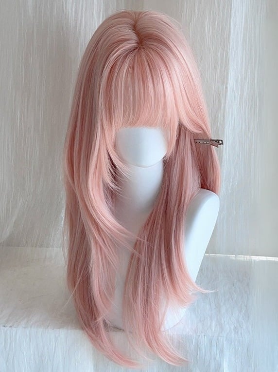 Pink 65cm Straight Wig with Full Bangs - Sleepy Fish