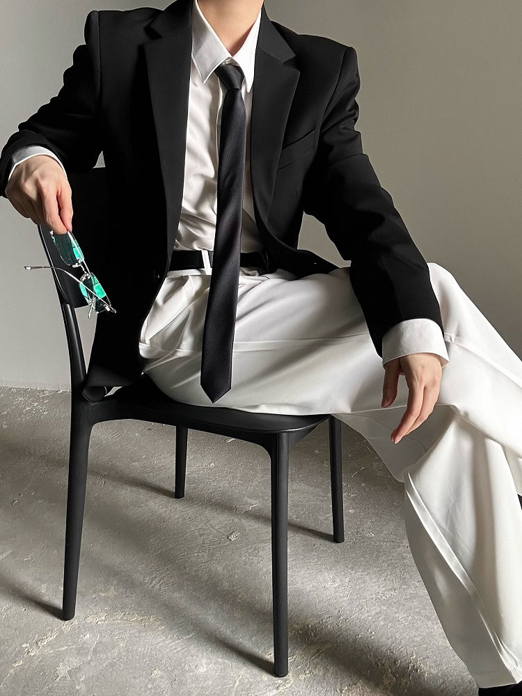 Ouji with Button Lolita Wide-Leg Pants  Fly White High-Waisted