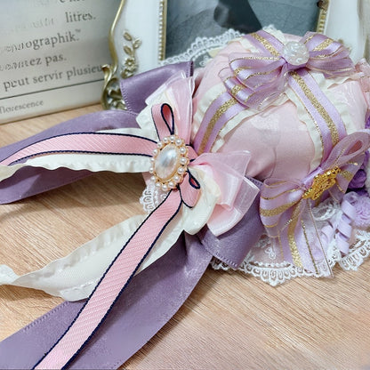 Mini Design Star Blueberry Pink Details And Floral Bowknot Hat Decorated