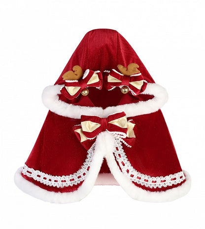 Antler Bow Winter Red Reindeer Cape Christmas Accents Lolita with