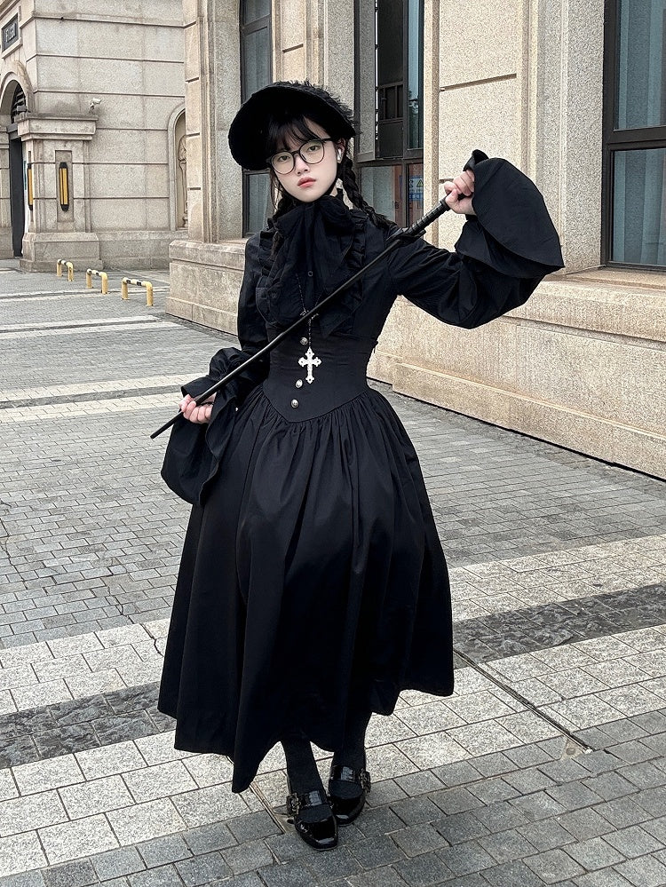 High Corset Lolita Black Skirt Gothic Belt Waist