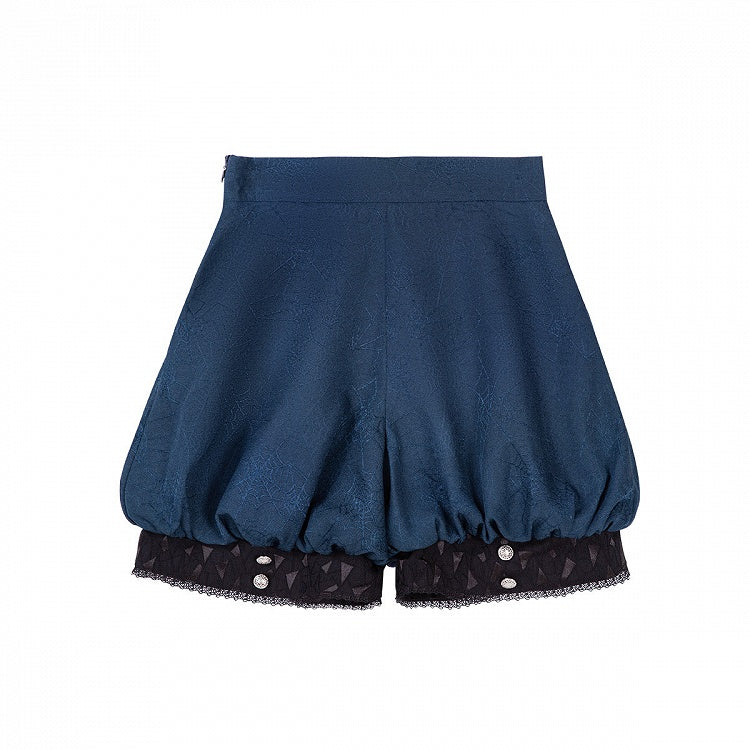 Prince Dark Fabric - Ouji Spider Gothic Waist Shorts Web S for Size Blue Lolita Clearance 67-74cm