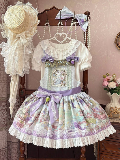 Grapes Overall Parrot Sweet Print Lolita Dress and Cute