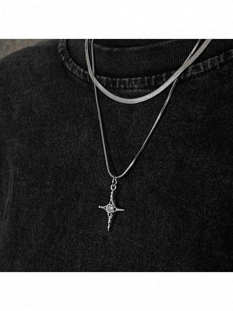 Silver Cross Pendant Necklace - Strange Sugar