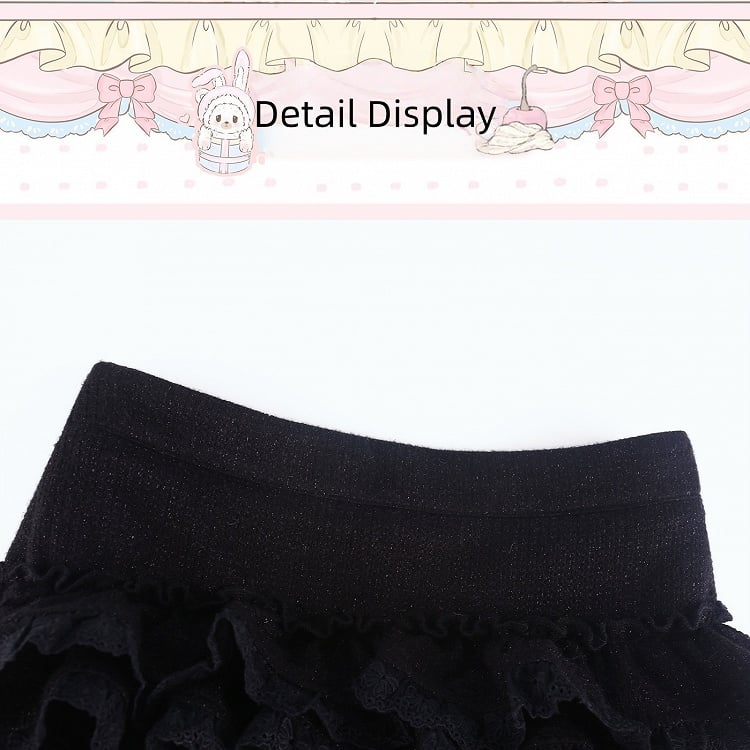 Lace Dark Trim Kawaii Multi-Layered Skirt