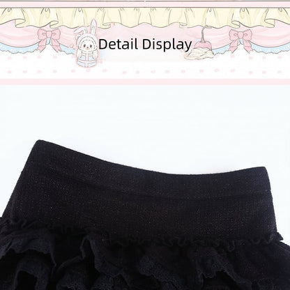 Lace Dark Trim Kawaii Multi-Layered Skirt