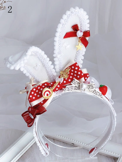 Bowknot Lolita 2 KC Sweet Ears Details Options Decorated RedWhite Bunny Strawberry