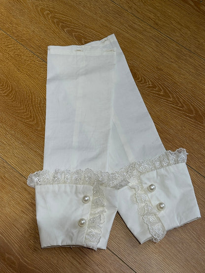 Trim Sleeves White Detachable Lace with Buttons Bead